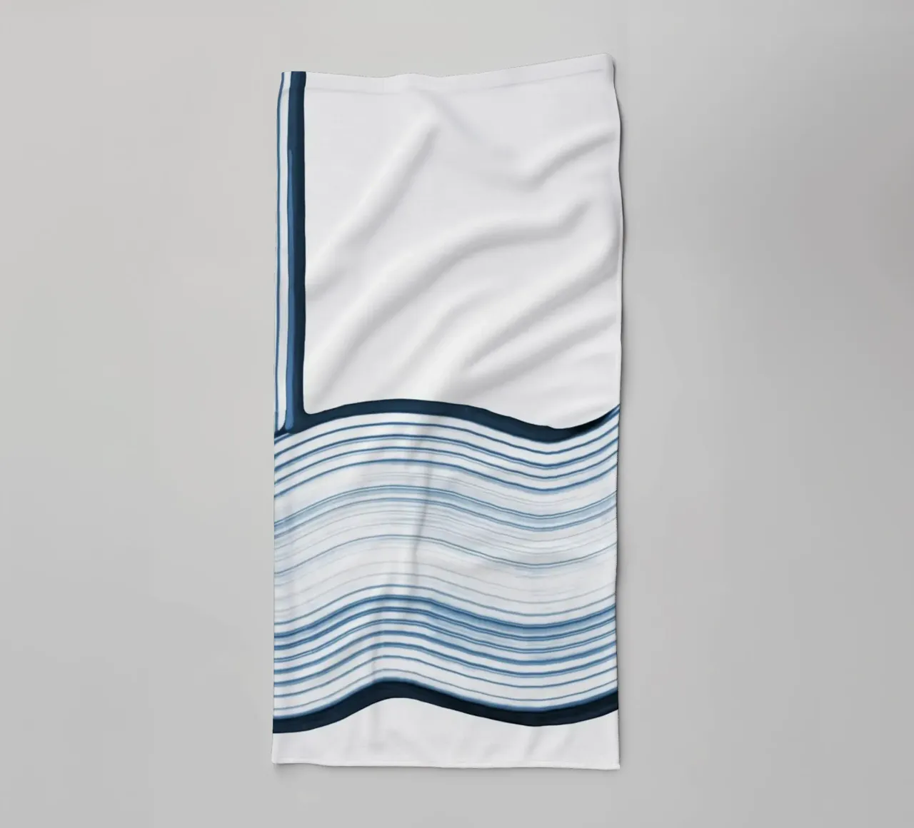 Blue Wave Line Abstract - Minimalist Contemporary Art Print towel by NorwesClub