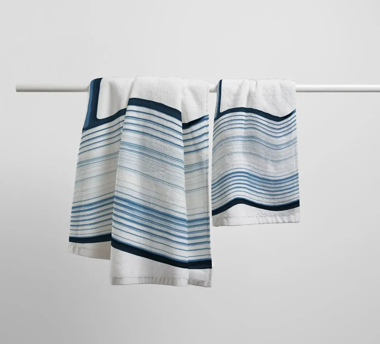 Blue Wave Line Abstract - Minimalist Contemporary Art Print towel by NorwesClub