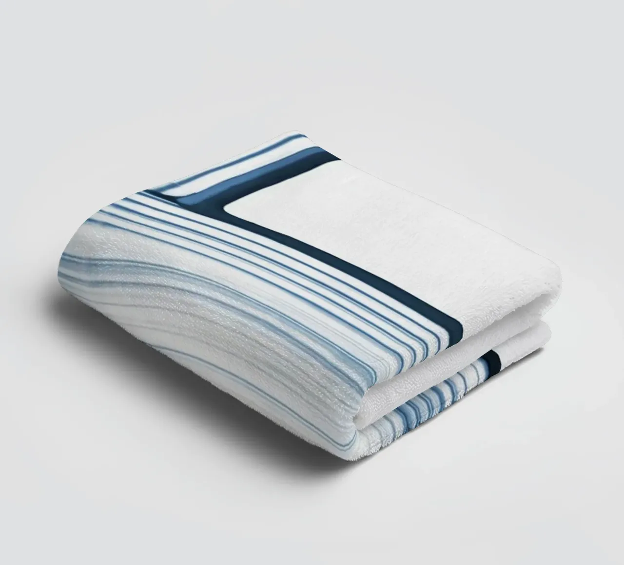 Blue Wave Line Abstract - Minimalist Contemporary Art Print towel by NorwesClub