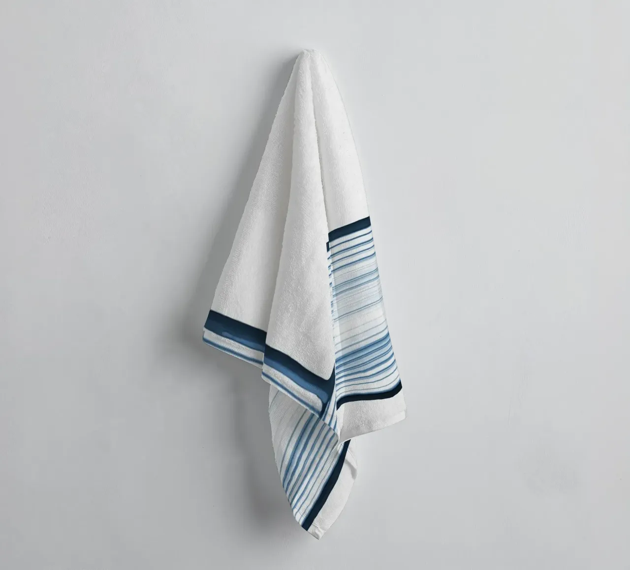 Blue Wave Line Abstract - Minimalist Contemporary Art Print towel by NorwesClub