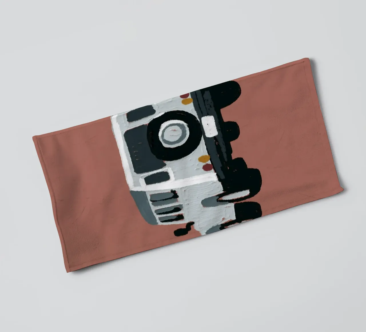 Oldtimer-Geländewagen - Minimalistischer Terrakotta-Kunstdruck Handtuch von NorwesClub