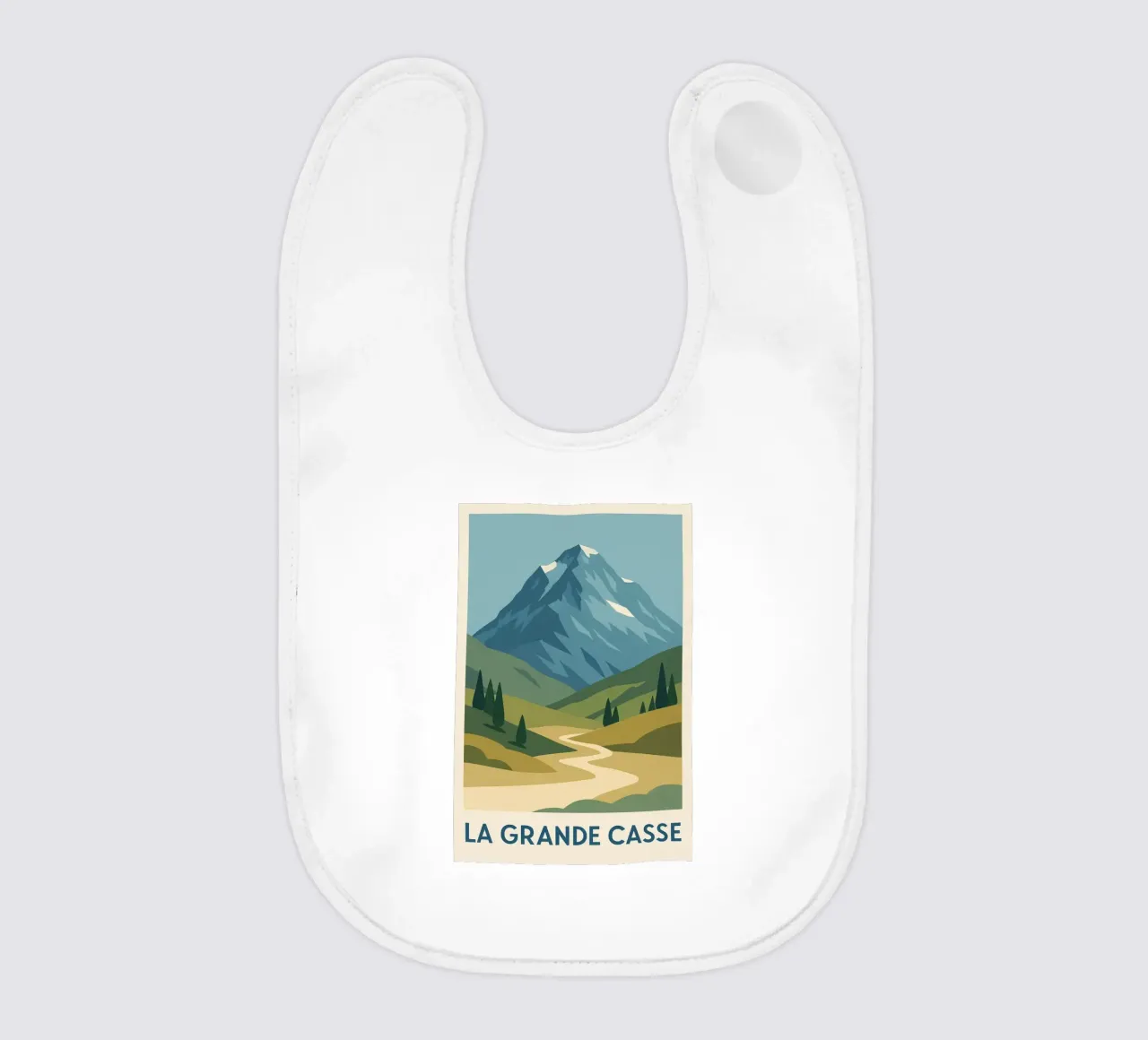 La Grande Casse - a wild summit with an open horizon baby bib by JETLAG | affiches voyage