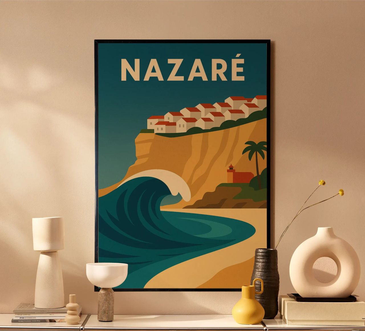 Nazaré – la vague géante et le charme suspendu poster de JETLAG | affiches voyage