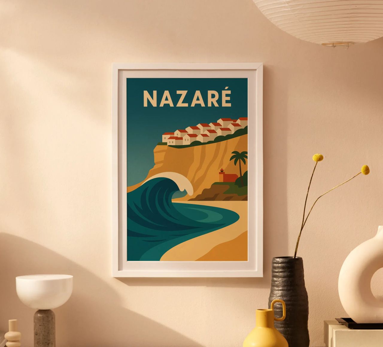 Nazaré – la vague géante et le charme suspendu poster de JETLAG | affiches voyage
