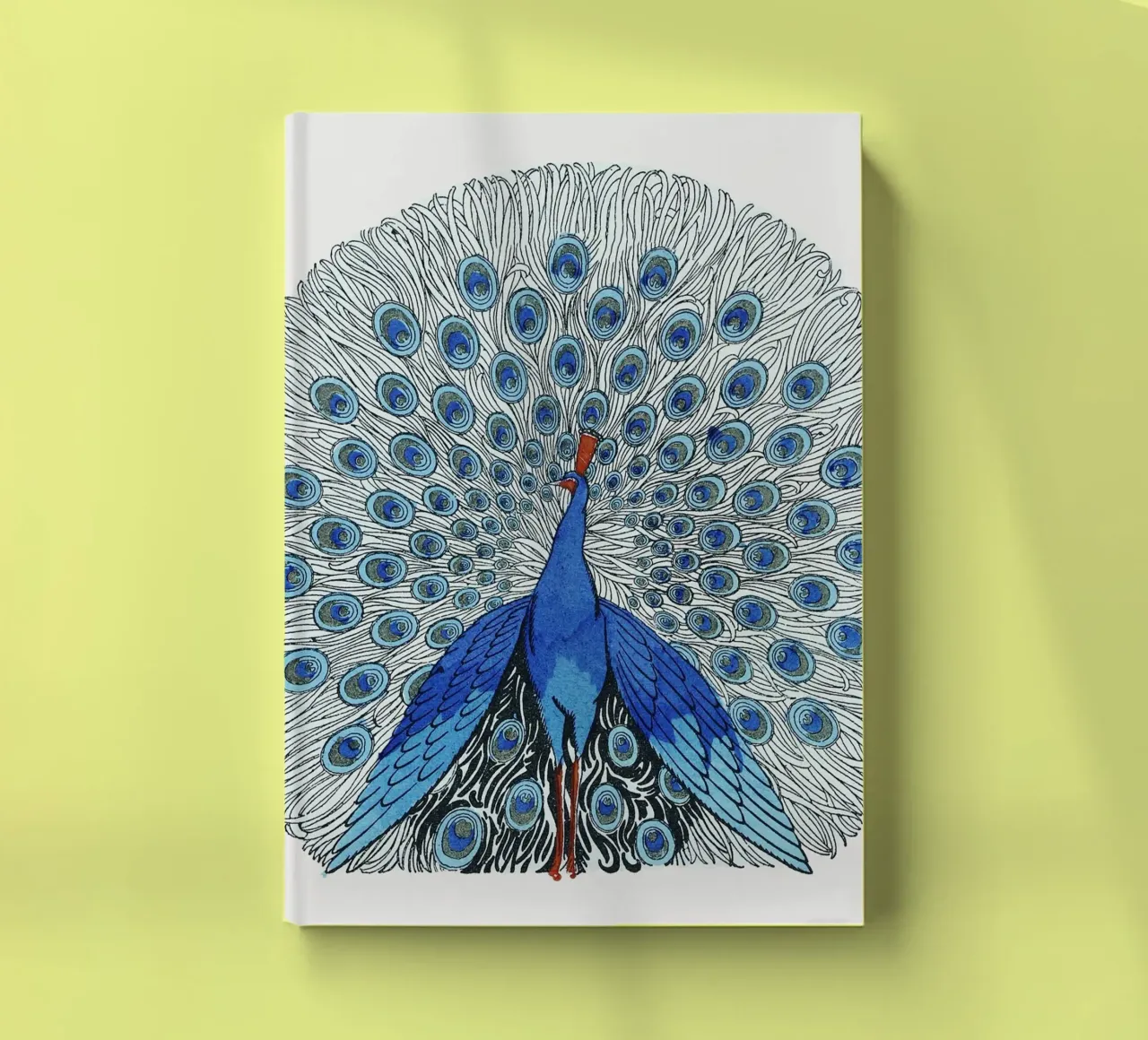 Blue Peacock Display - Elegant Art Nouveau Avian Art notebook by NorwesClub