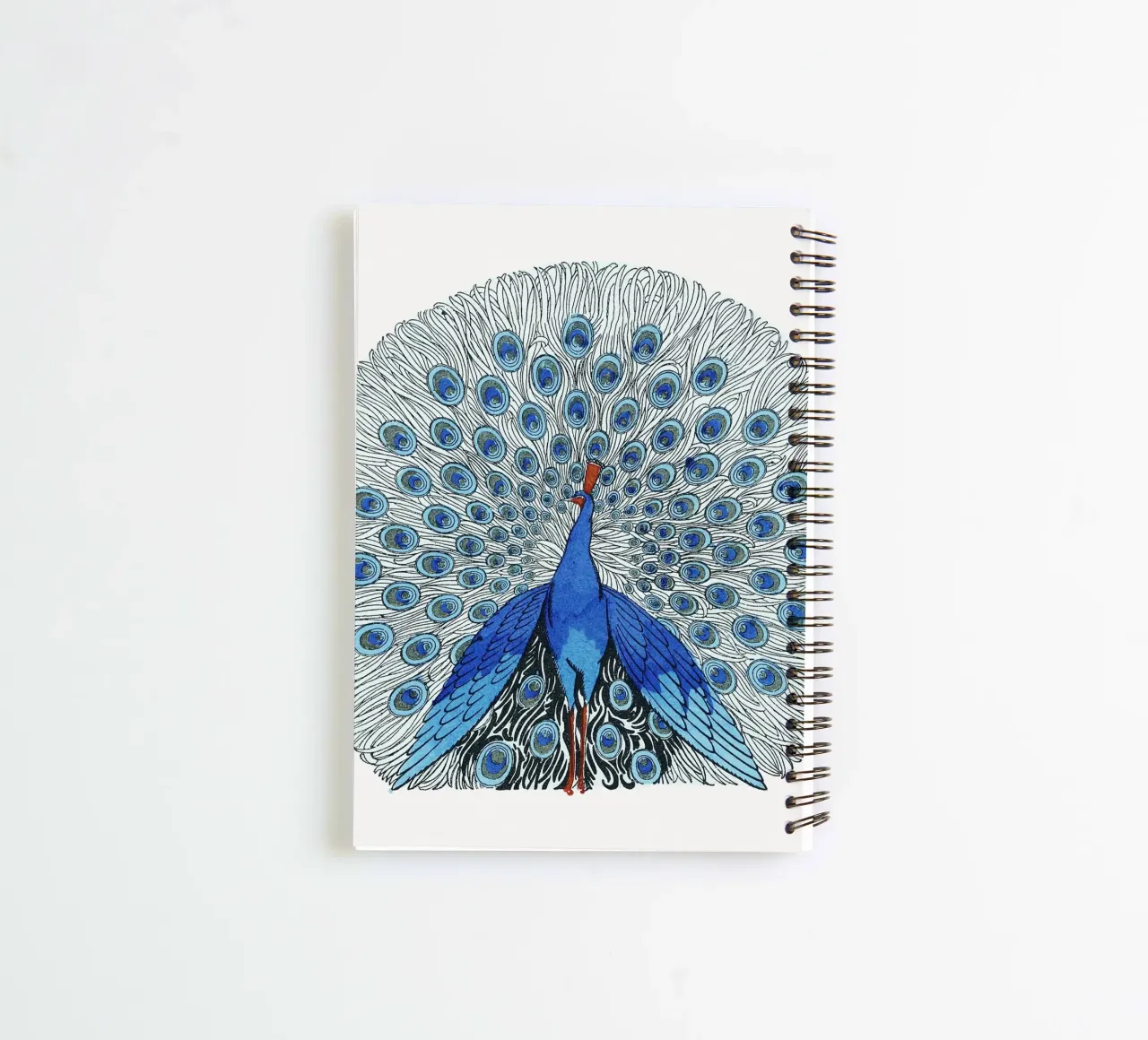 Blue Peacock Display - Elegant Art Nouveau Avian Art spiral notebook by NorwesClub
