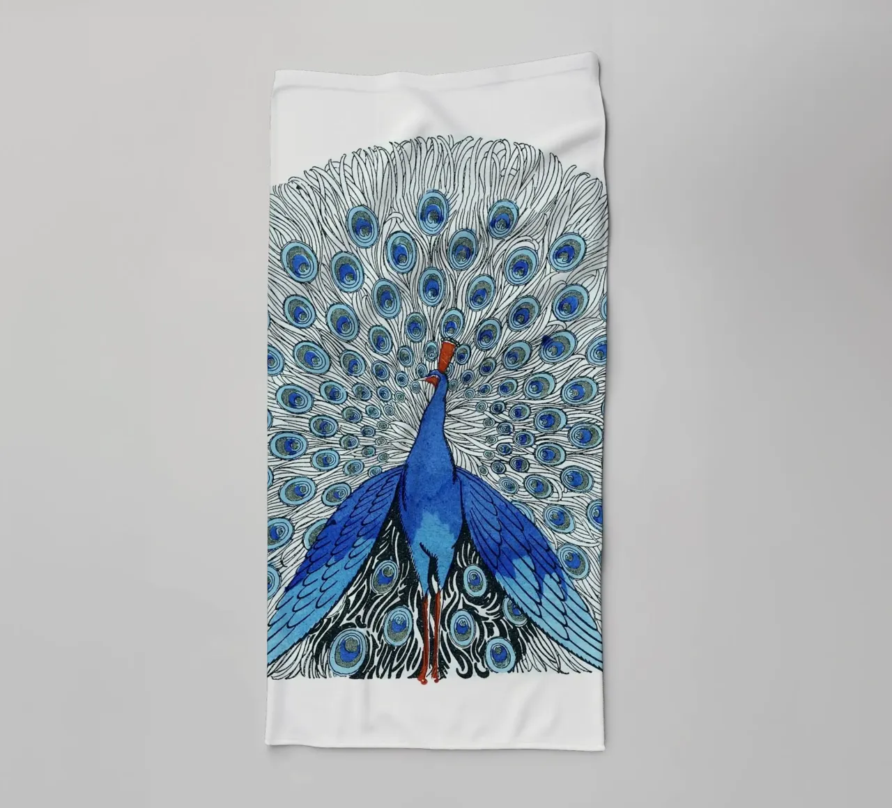 Blue Peacock Display - Elegant Art Nouveau Avian Art towel by NorwesClub