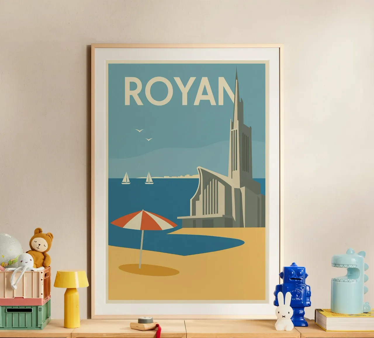 Royan - eleganza balneare e modernismo poster con telaio in legno da JETLAG | affiches voyage