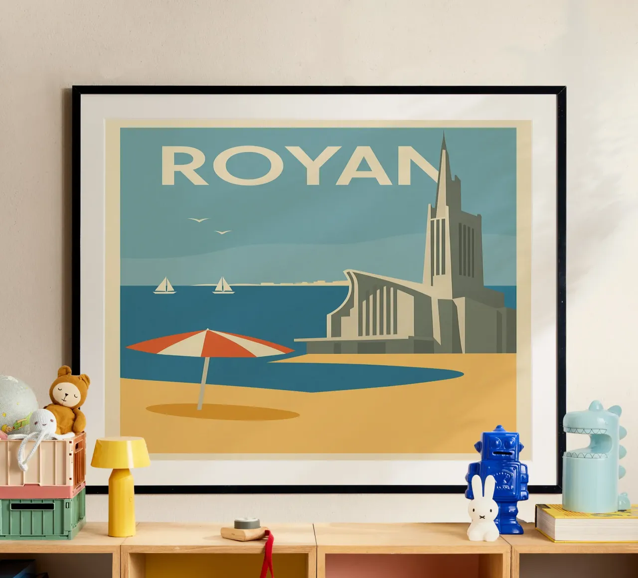 Royan - eleganza balneare e modernismo poster con telaio in legno da JETLAG | affiches voyage