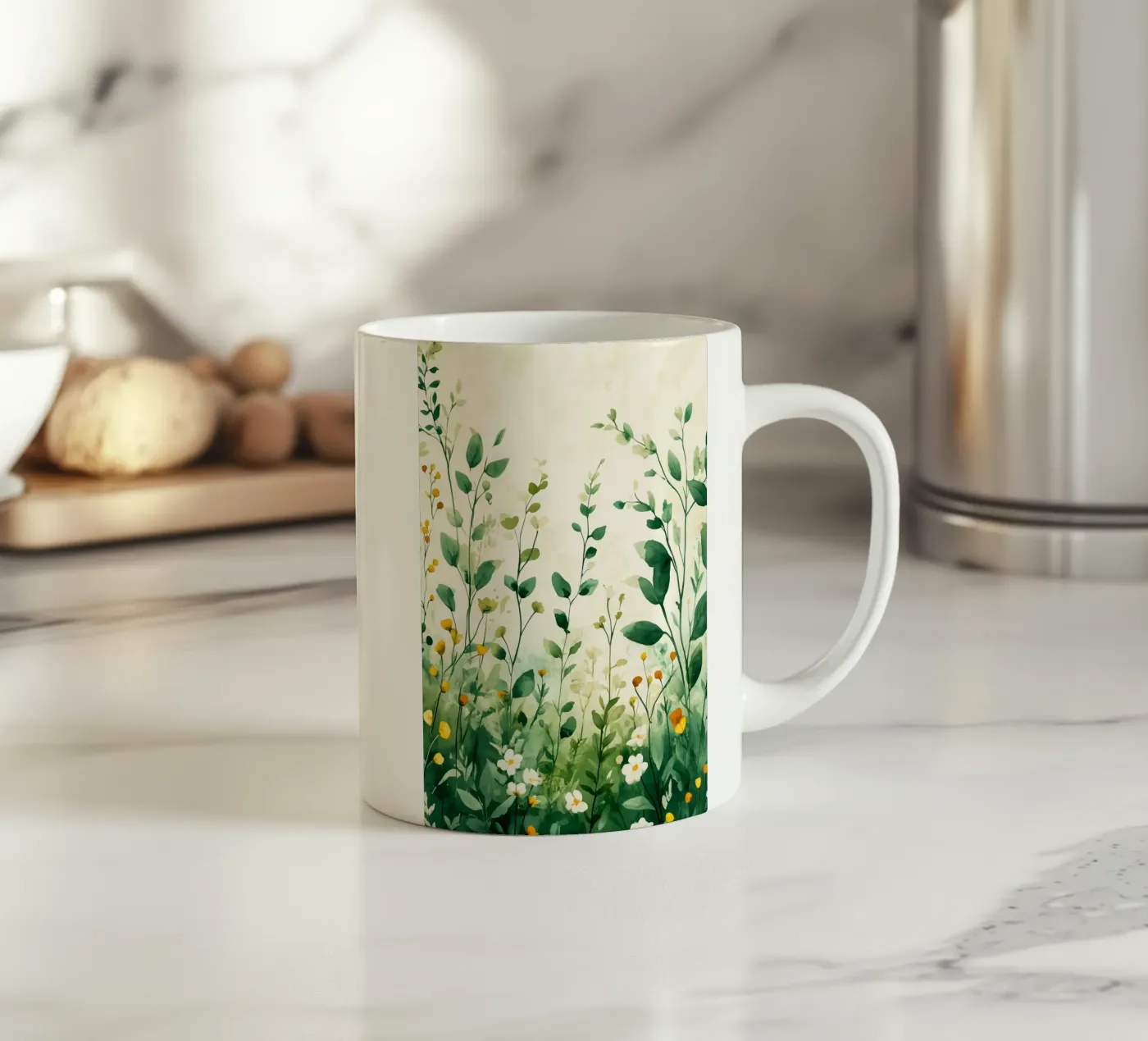 Spring meadow ceramic mug by Justyna Jaszke JBJart