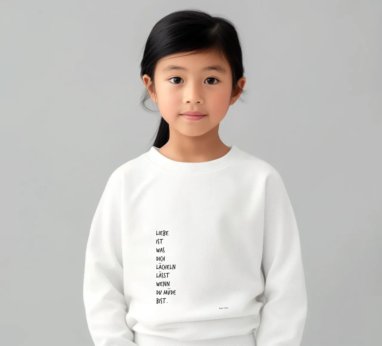 Liebe ist was dich lächeln lässt, wenn du müde bist. felpa bambino da FRICKE DESIGN