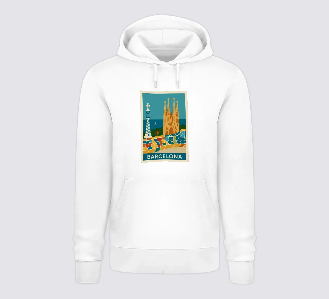 Barcelona, un mosaico de sol, arte y mar sudadera con capucha de JETLAG | affiches voyage