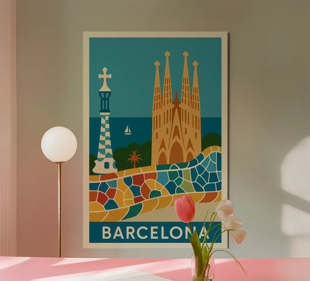 Barcellona: un mosaico di sole, arte e mare alluminio dibond da JETLAG | affiches voyage