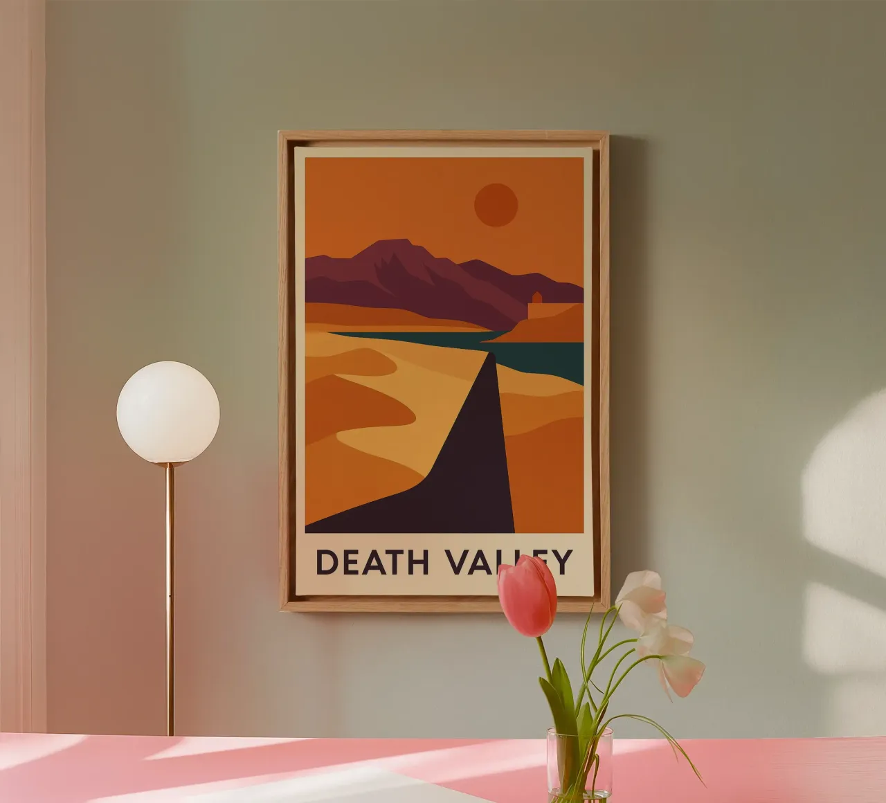 Valle de la Muerte - infinito ardiente en versión gráfica lienzo con Marco flotante de JETLAG | affiches voyage