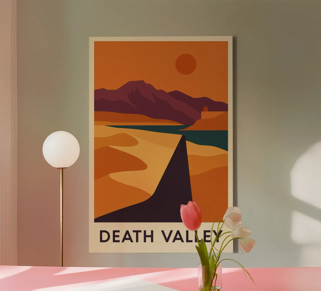 Valle de la Muerte - infinito ardiente en versión gráfica lienzo con Marco flotante de JETLAG | affiches voyage