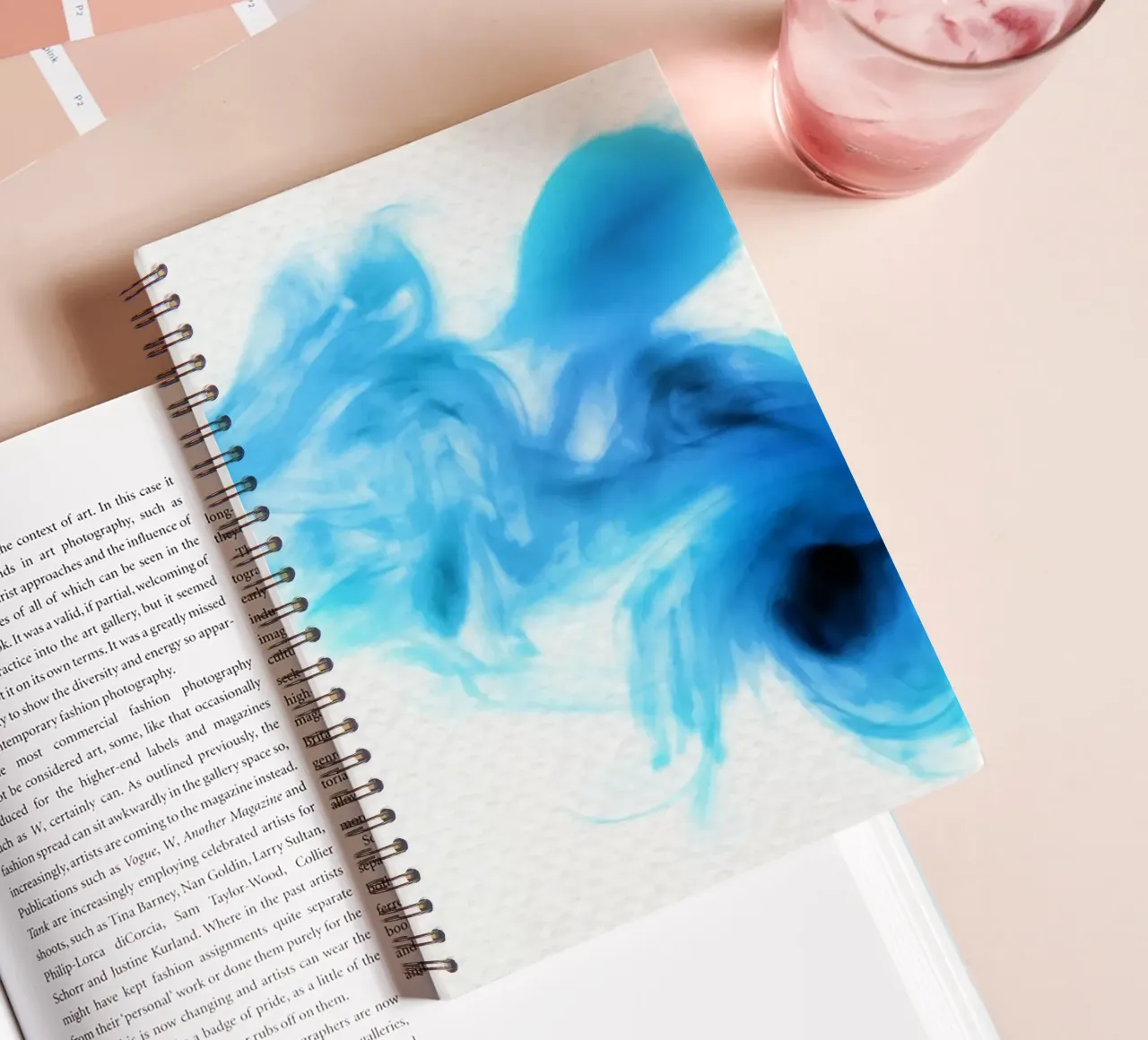 Dynamic Blue Ink Swirl - Abstract Fluid Art Print spiral notebook by NorwesClub