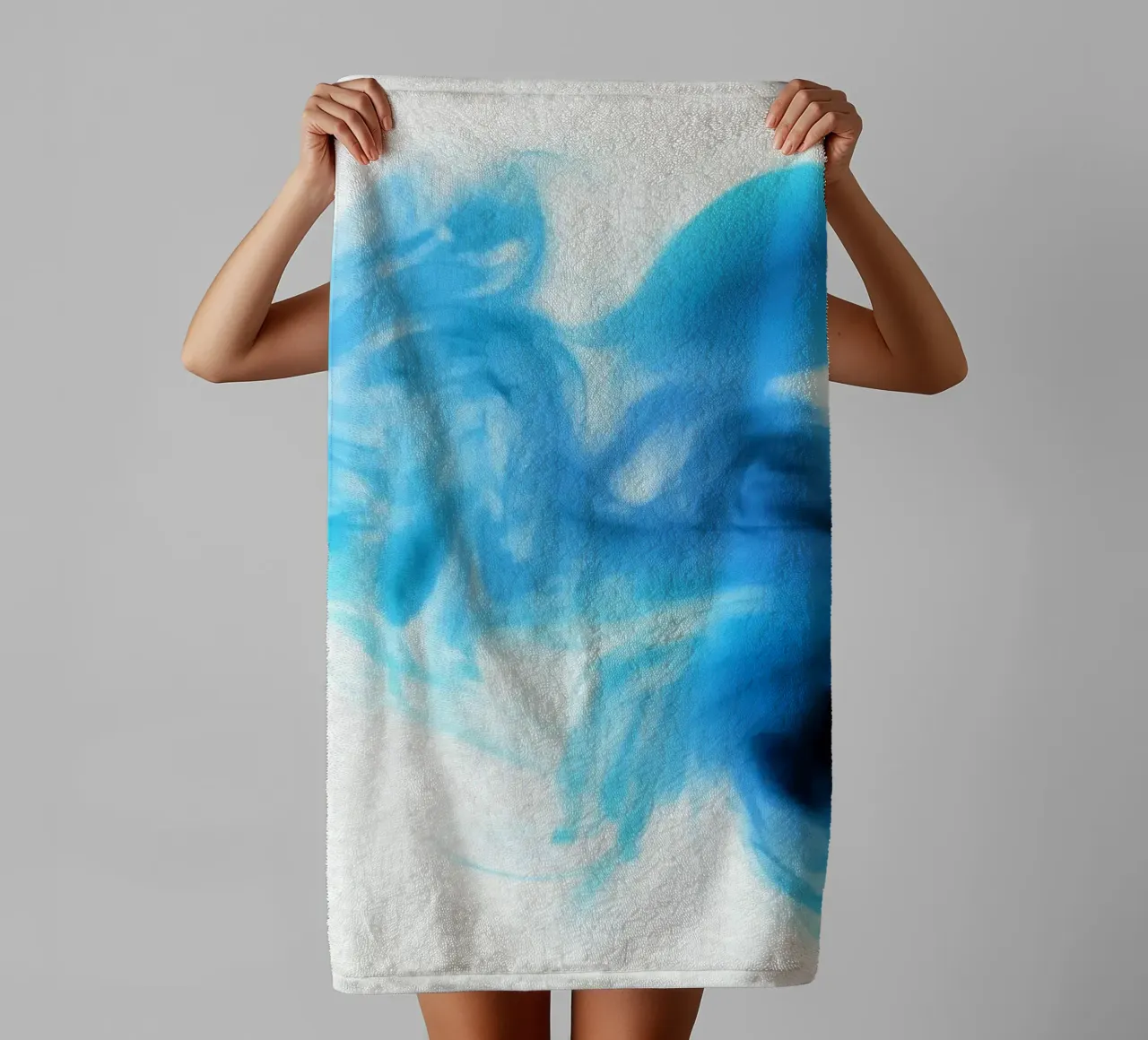 Dynamic Blue Ink Swirl - Abstract Fluid Art Print towel by NorwesClub