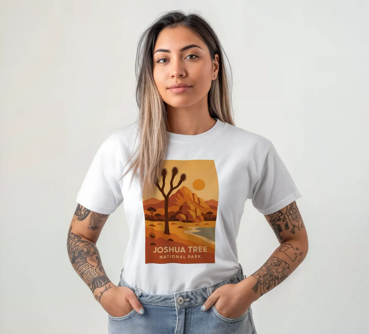 Joshua Tree - deserto grafico e albero iconico t-shirt da JETLAG | affiches voyage