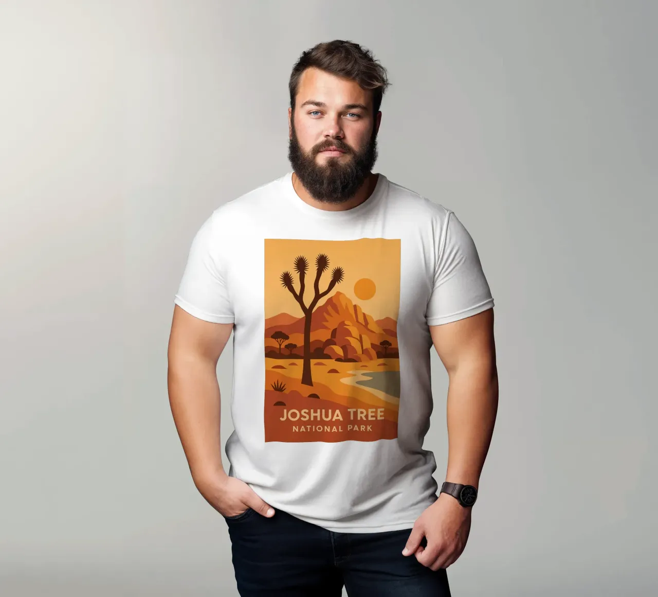 Joshua Tree - deserto grafico e albero iconico t-shirt da JETLAG | affiches voyage