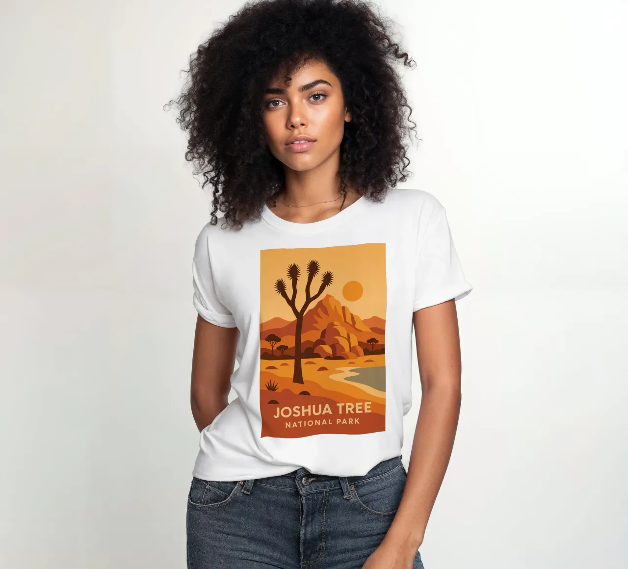 Joshua Tree - deserto grafico e albero iconico t-shirt da donna da JETLAG | affiches voyage