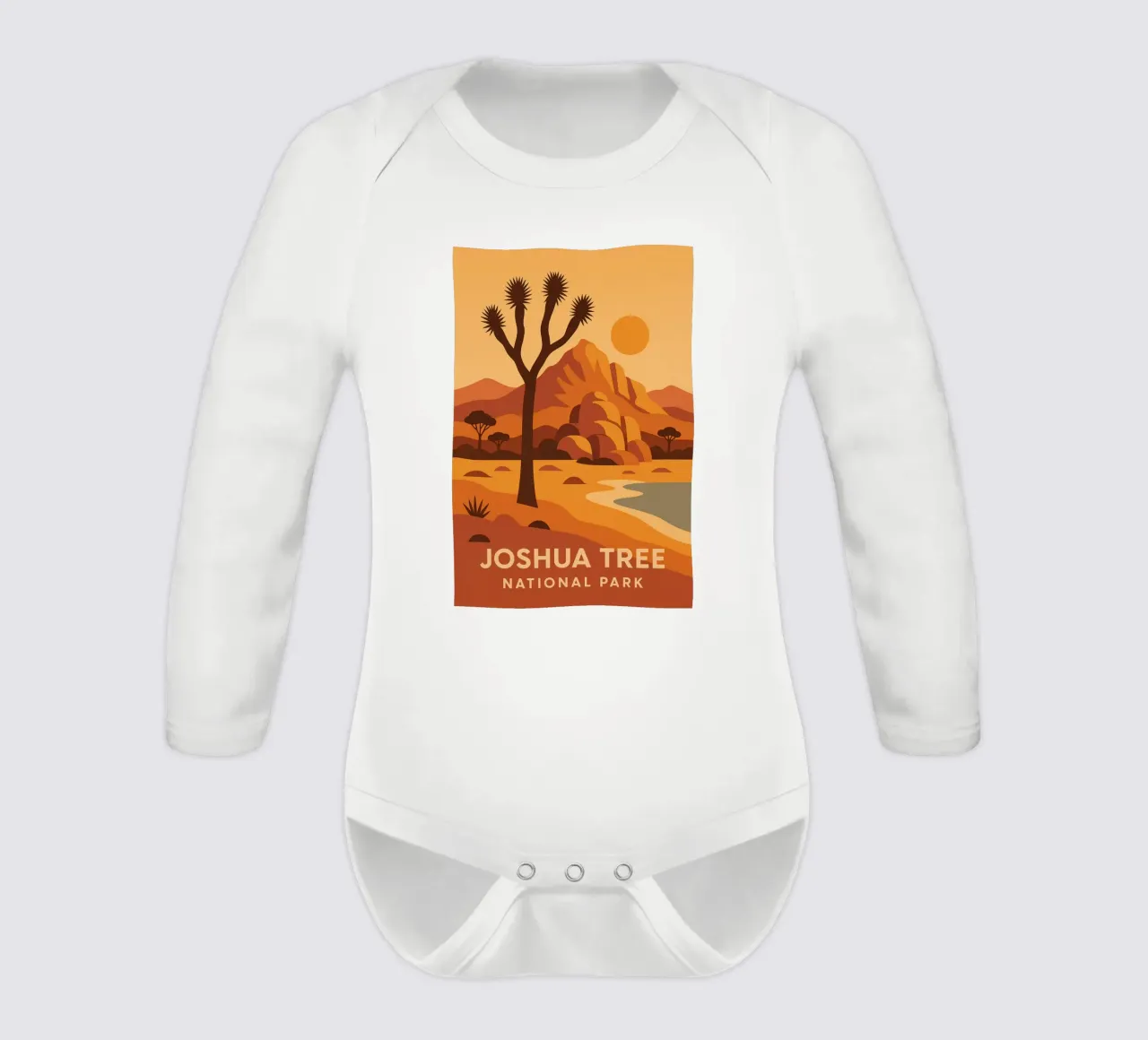 Joshua Tree - deserto grafico e albero iconico body neonato maniche lunghe da JETLAG | affiches voyage