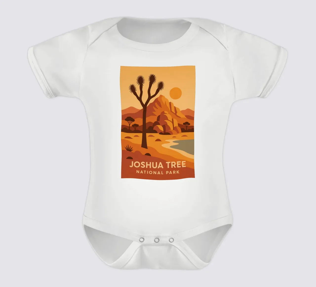Joshua Tree - deserto grafico e albero iconico body neonato maniche corte da JETLAG | affiches voyage