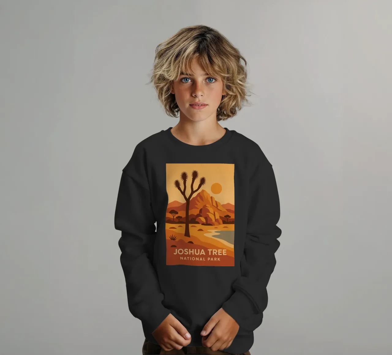 Joshua Tree - deserto grafico e albero iconico felpa bambino da JETLAG | affiches voyage