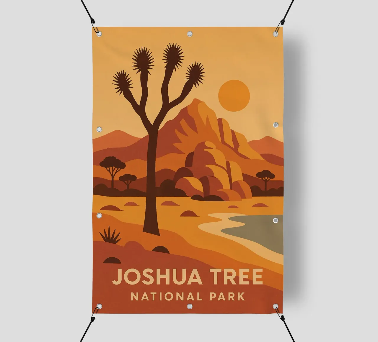 Joshua Tree - deserto grafico e albero iconico telo in pvc da JETLAG | affiches voyage