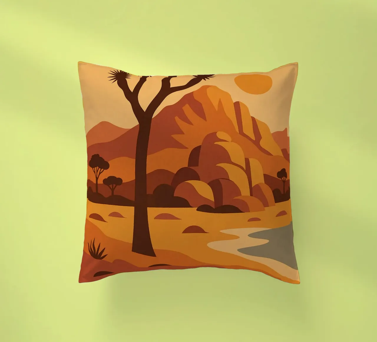 Joshua Tree - grafische Wüste und ikonischer Baum Kissen von JETLAG | affiches voyage