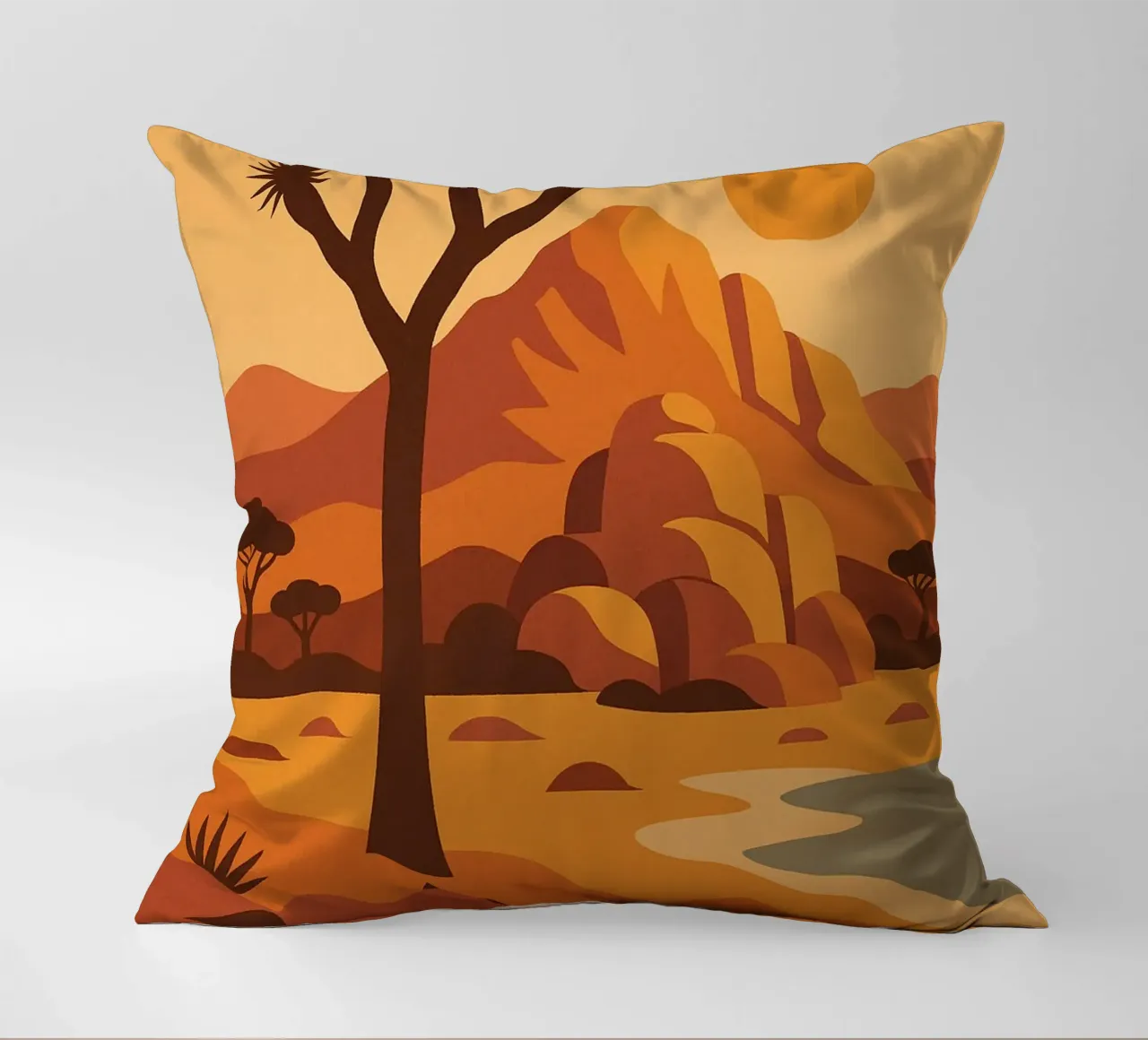 Joshua Tree - grafische Wüste und ikonischer Baum Kissen von JETLAG | affiches voyage