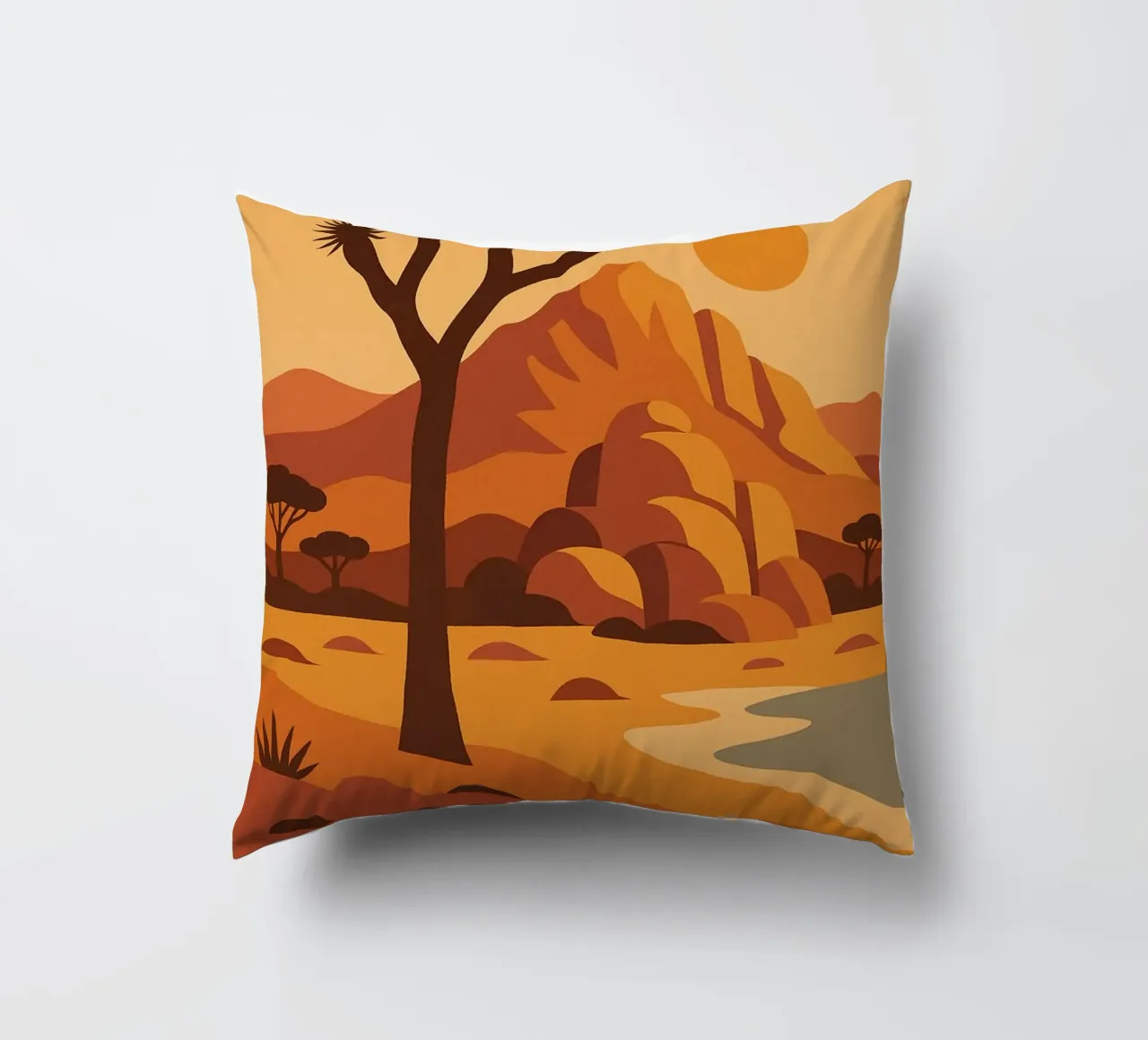 Joshua Tree - grafische Wüste und ikonischer Baum Kissen von JETLAG | affiches voyage