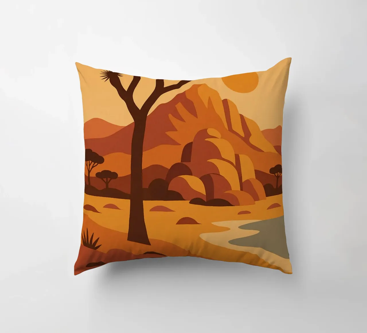 Joshua Tree - grafische Wüste und ikonischer Baum Kissen von JETLAG | affiches voyage