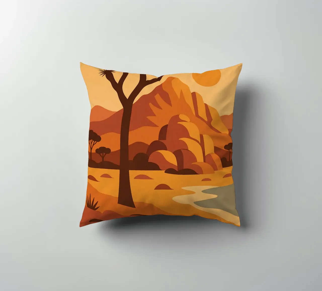 Joshua Tree - grafische Wüste und ikonischer Baum Kissen von JETLAG | affiches voyage