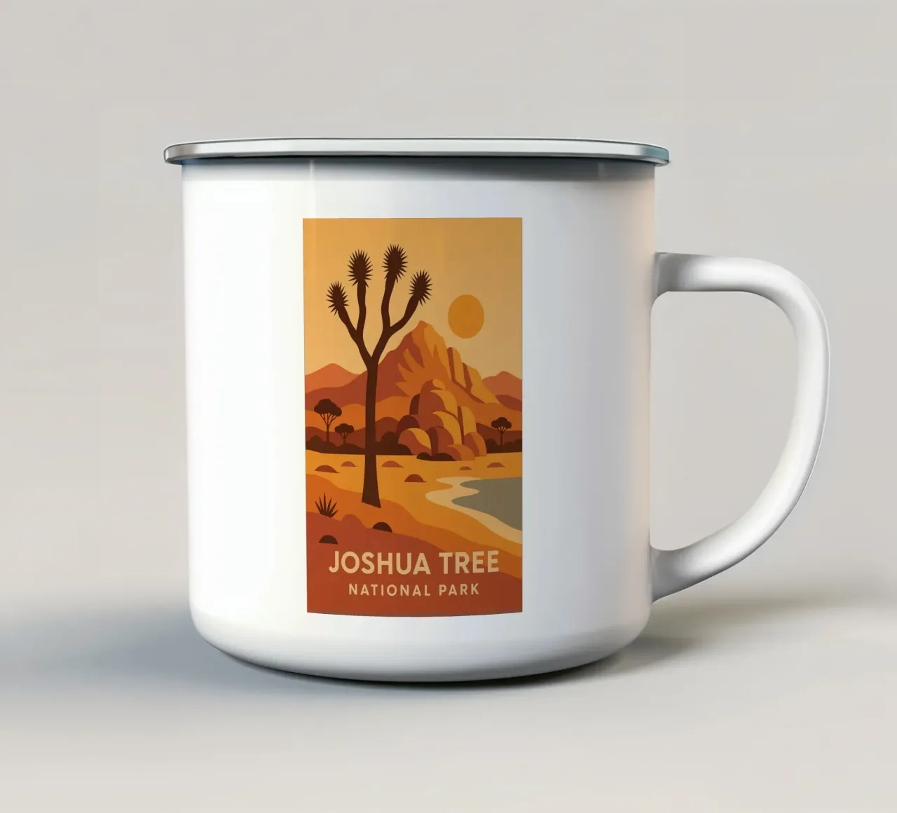 Joshua Tree - deserto grafico e albero iconico tazza in smalto da JETLAG | affiches voyage