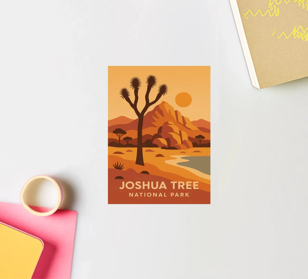 Joshua Tree - deserto grafico e albero iconico adesivo da JETLAG | affiches voyage