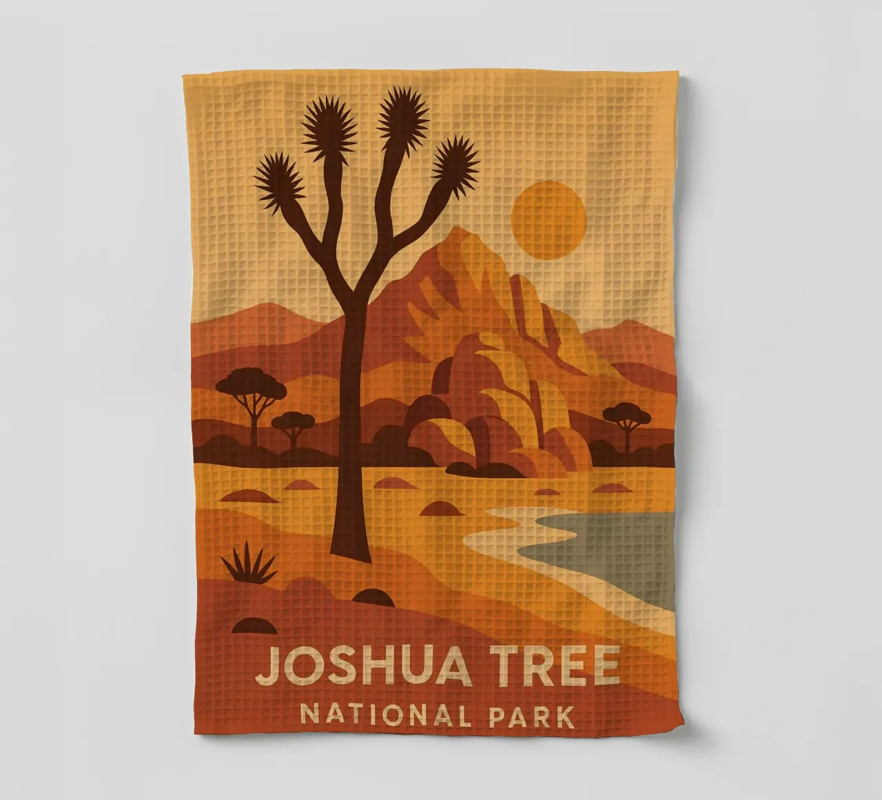 Joshua Tree - deserto grafico e albero iconico canovaccio da cucina da JETLAG | affiches voyage