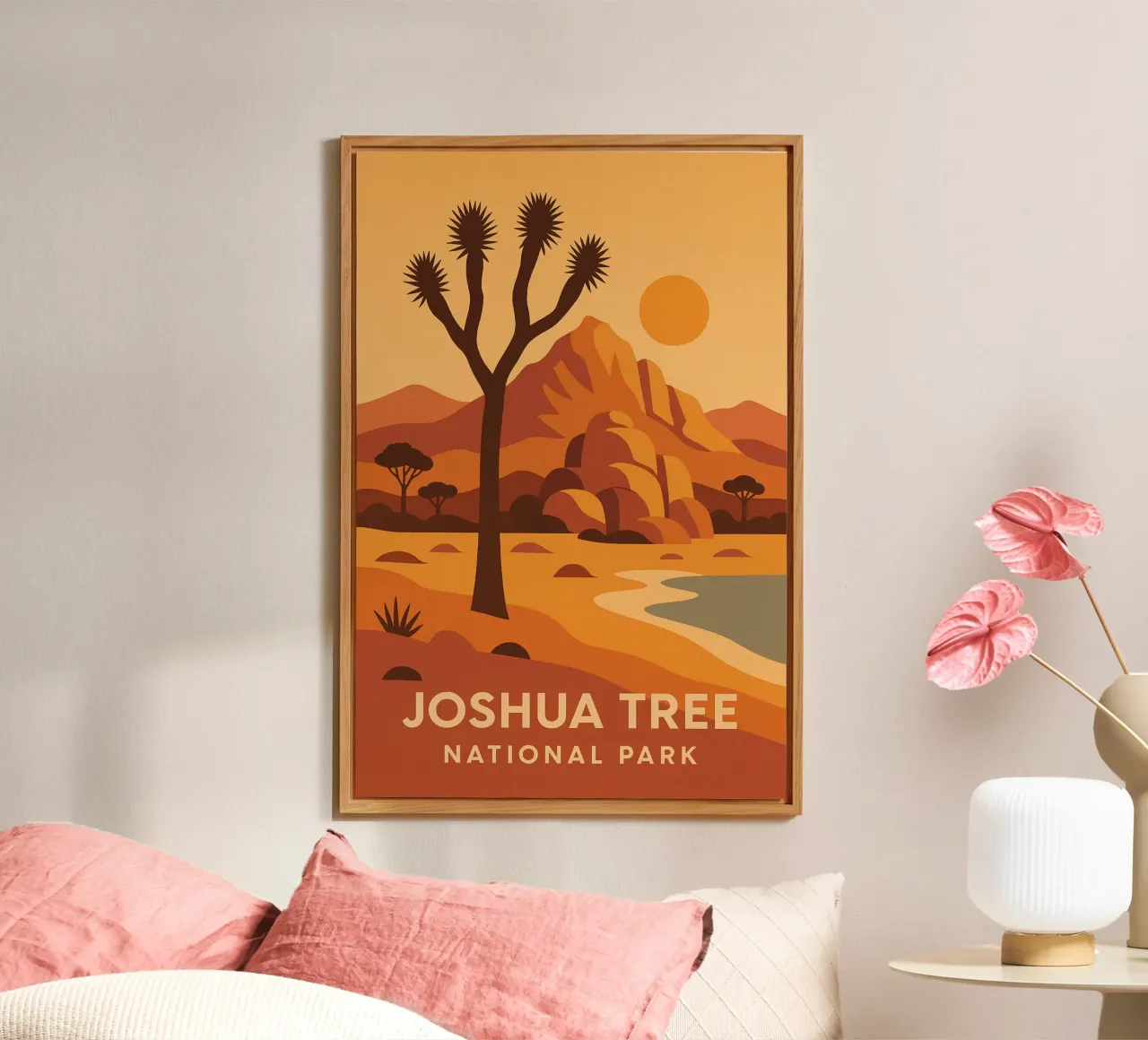 Joshua Tree - deserto grafico e albero iconico alluminio dibond da JETLAG | affiches voyage