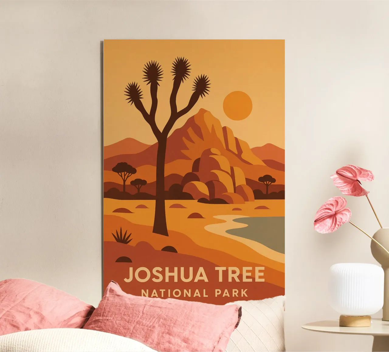 Joshua Tree - deserto grafico e albero iconico alluminio dibond da JETLAG | affiches voyage