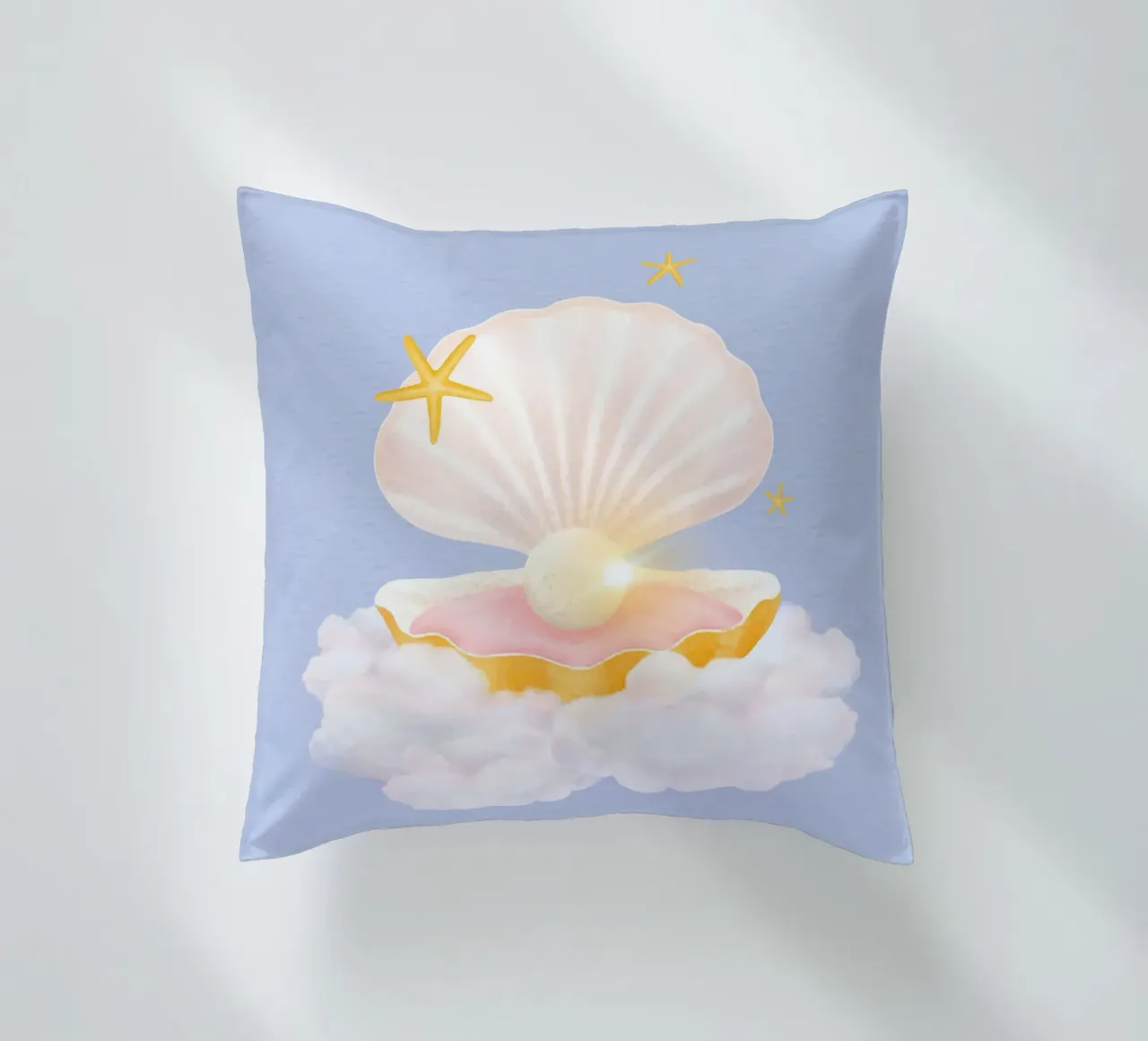 Dreamy Pearl Shell Cloud - Whimsical Pastel Ocean Art decorative cushion by NorwesClub