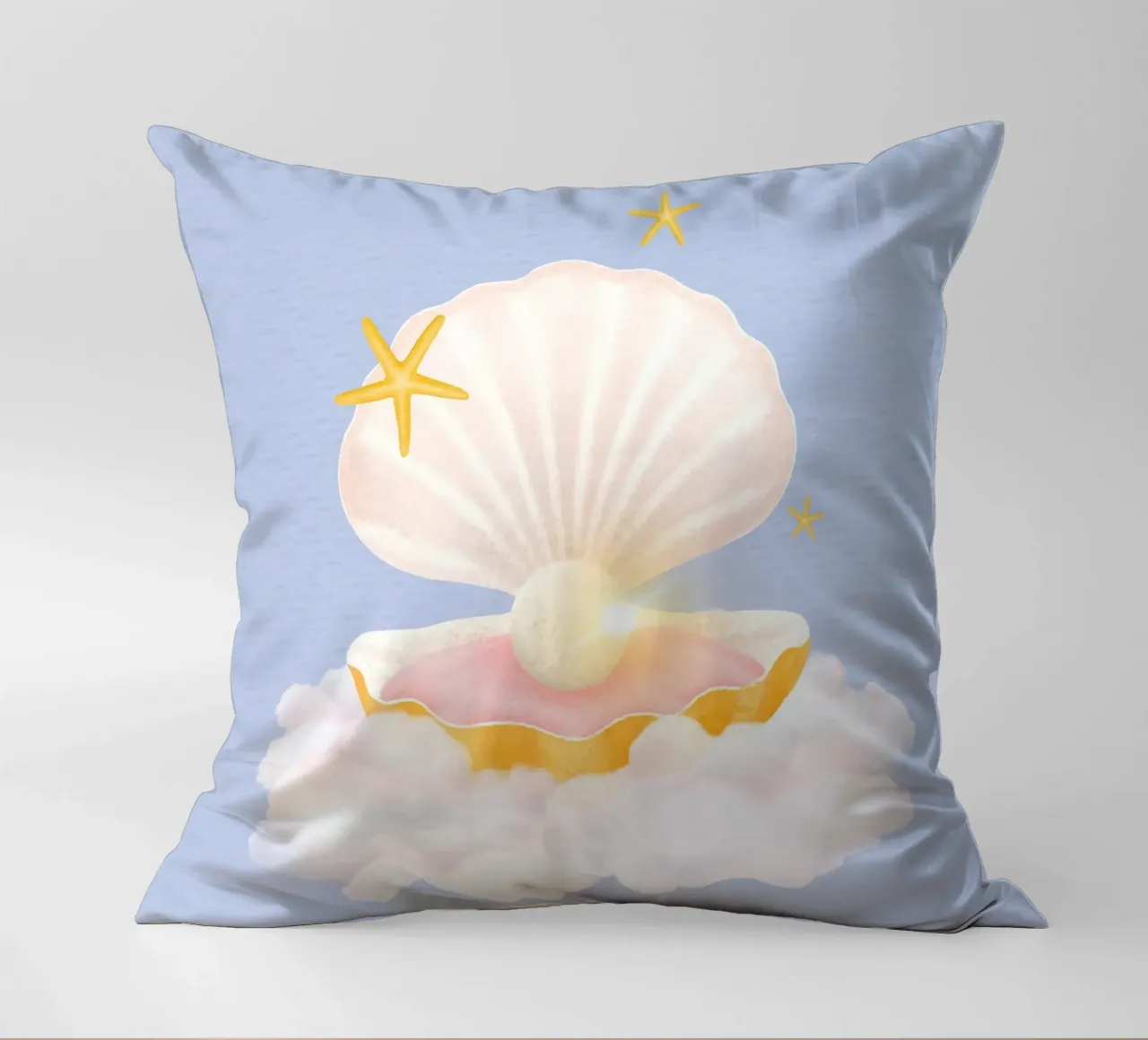Dreamy Pearl Shell Cloud - Whimsical Pastel Ocean Art decorative cushion by NorwesClub