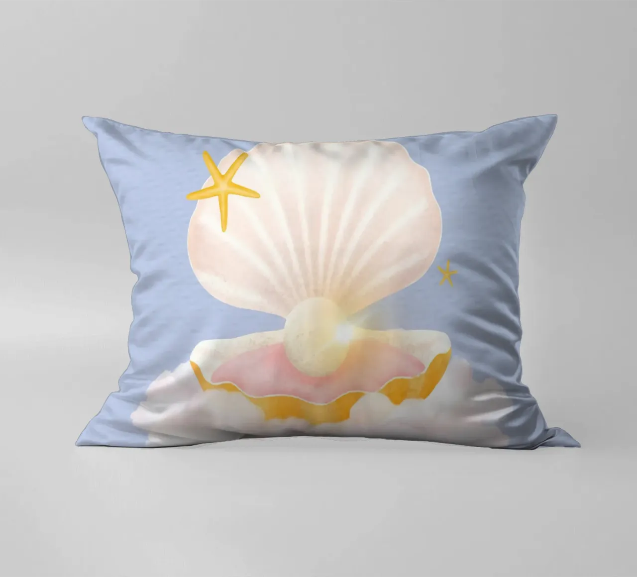 Dreamy Pearl Shell Cloud - Whimsical Pastel Ocean Art decorative cushion by NorwesClub