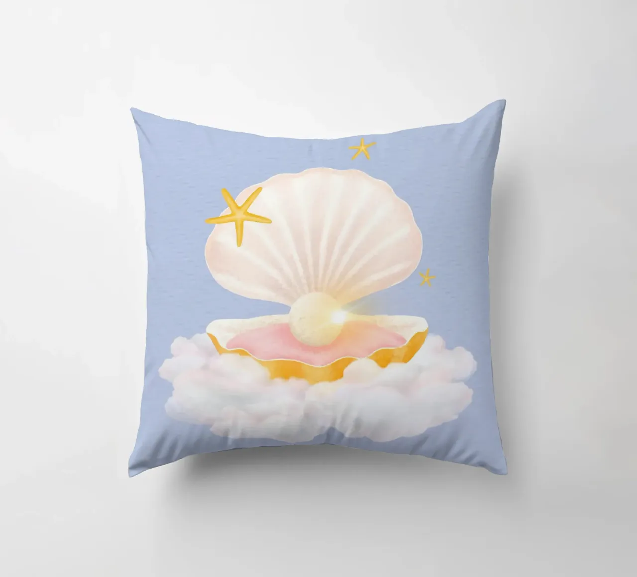 Dreamy Pearl Shell Cloud - Whimsical Pastel Ocean Art decorative cushion by NorwesClub