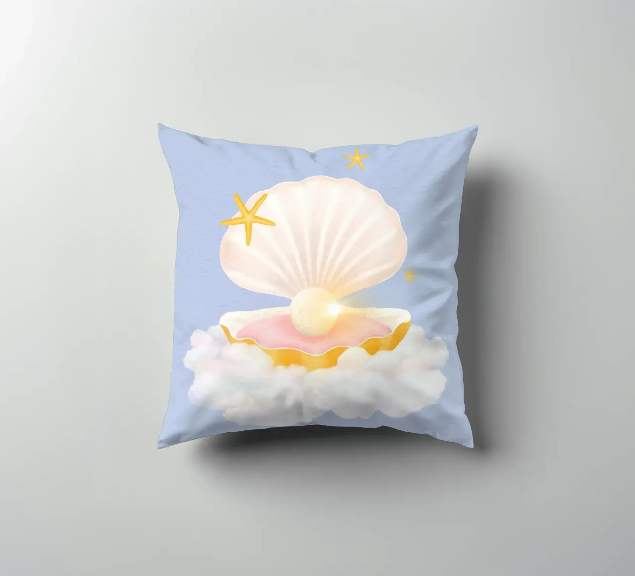 Dreamy Pearl Shell Cloud - Whimsical Pastel Ocean Art decorative cushion by NorwesClub