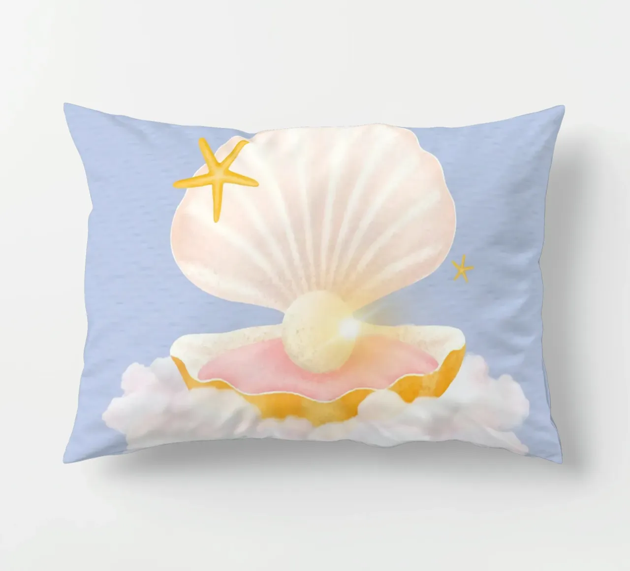 Dreamy Pearl Shell Cloud - Whimsical Pastel Ocean Art decorative cushion by NorwesClub