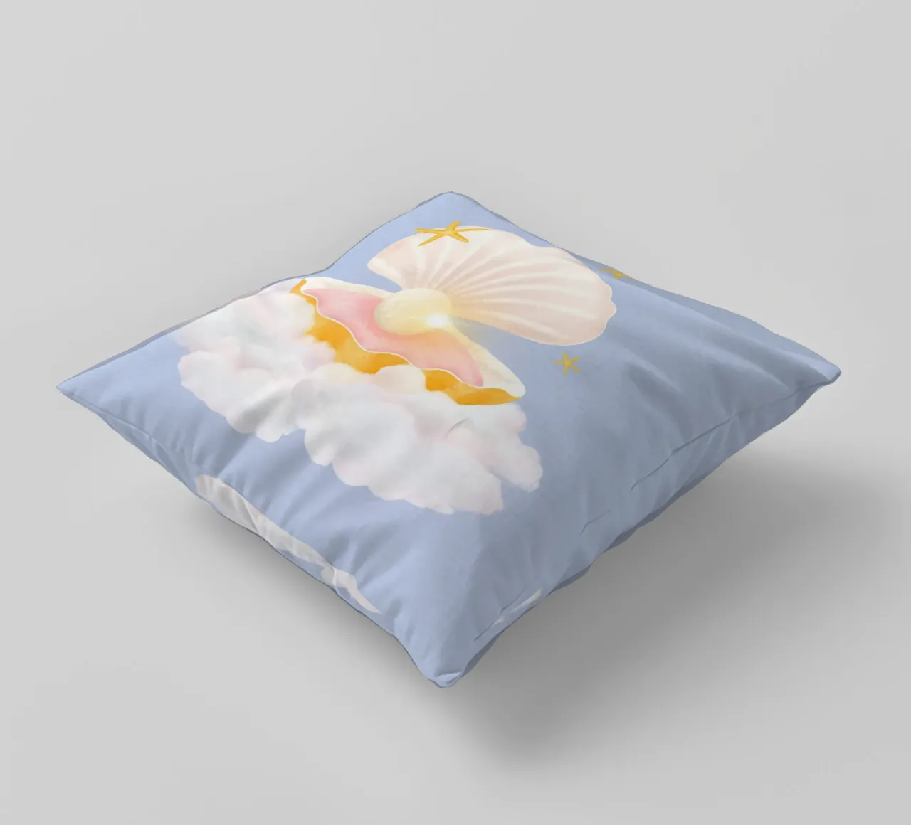 Dreamy Pearl Shell Cloud - Whimsical Pastel Ocean Art decorative cushion by NorwesClub