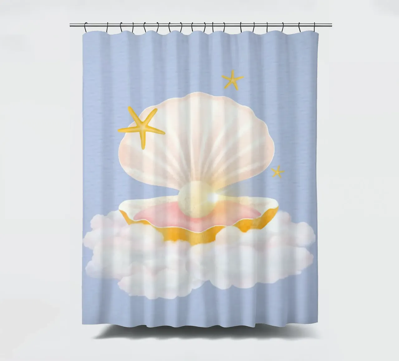 Dreamy Pearl Shell Cloud - Whimsical Pastel Ocean Art shower curtain by NorwesClub
