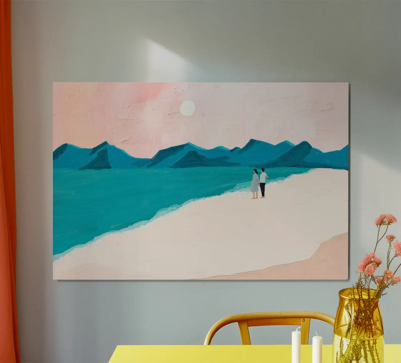 Romantische Strand Zonsondergang - Minimalistische Kust Kunstdruk poster van NorwesClub