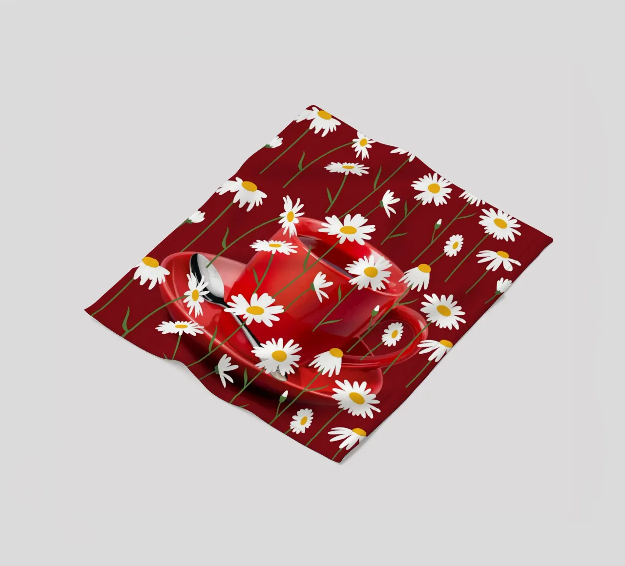 Verre à thé en porcelaine avec fleurs de camomille - Tableau rouge, moderne plaid polaire de StrindesignStudio