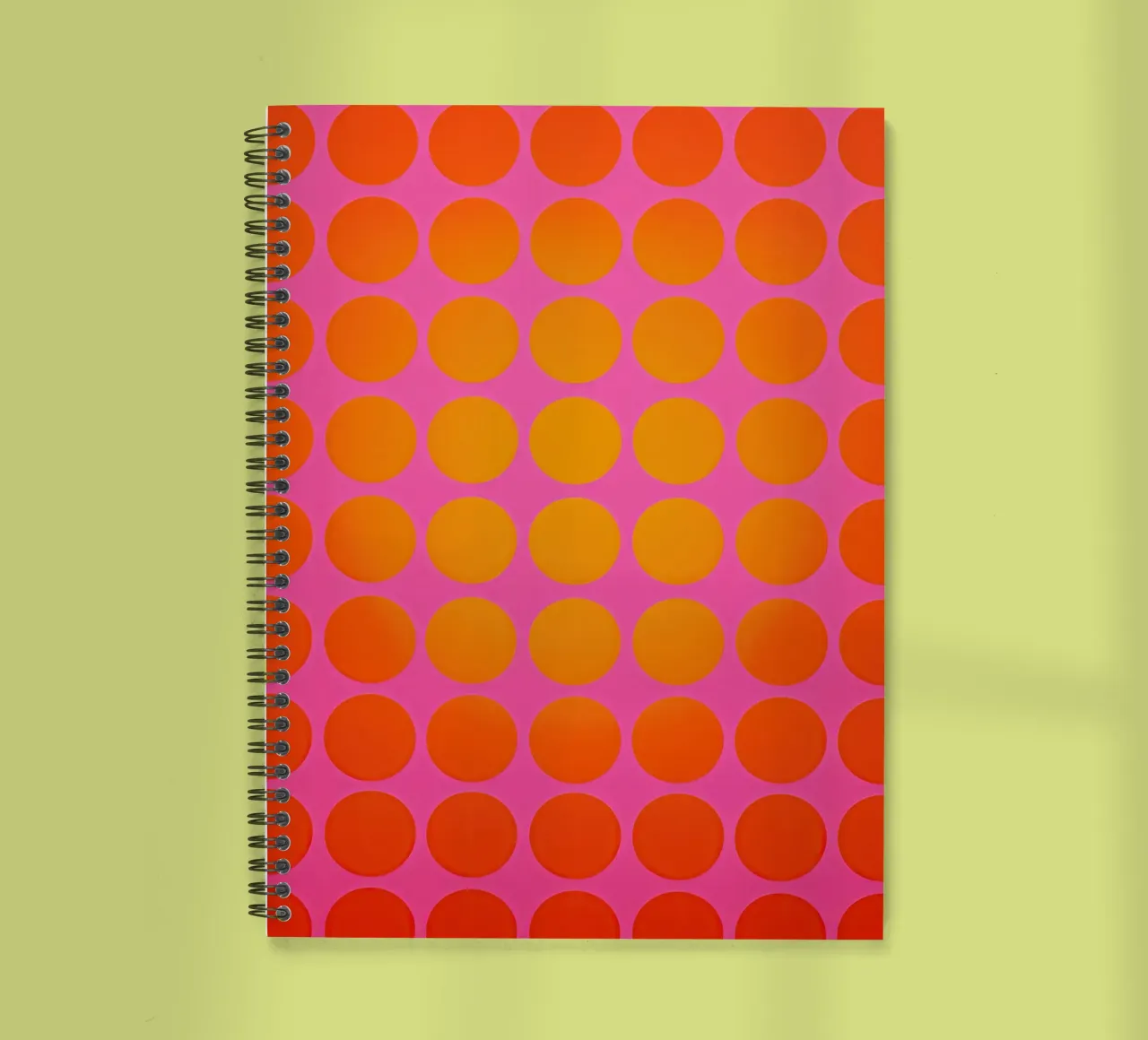 Abstract red and yellow circles on pink | Energy and calm spiral notebook by Autofocus