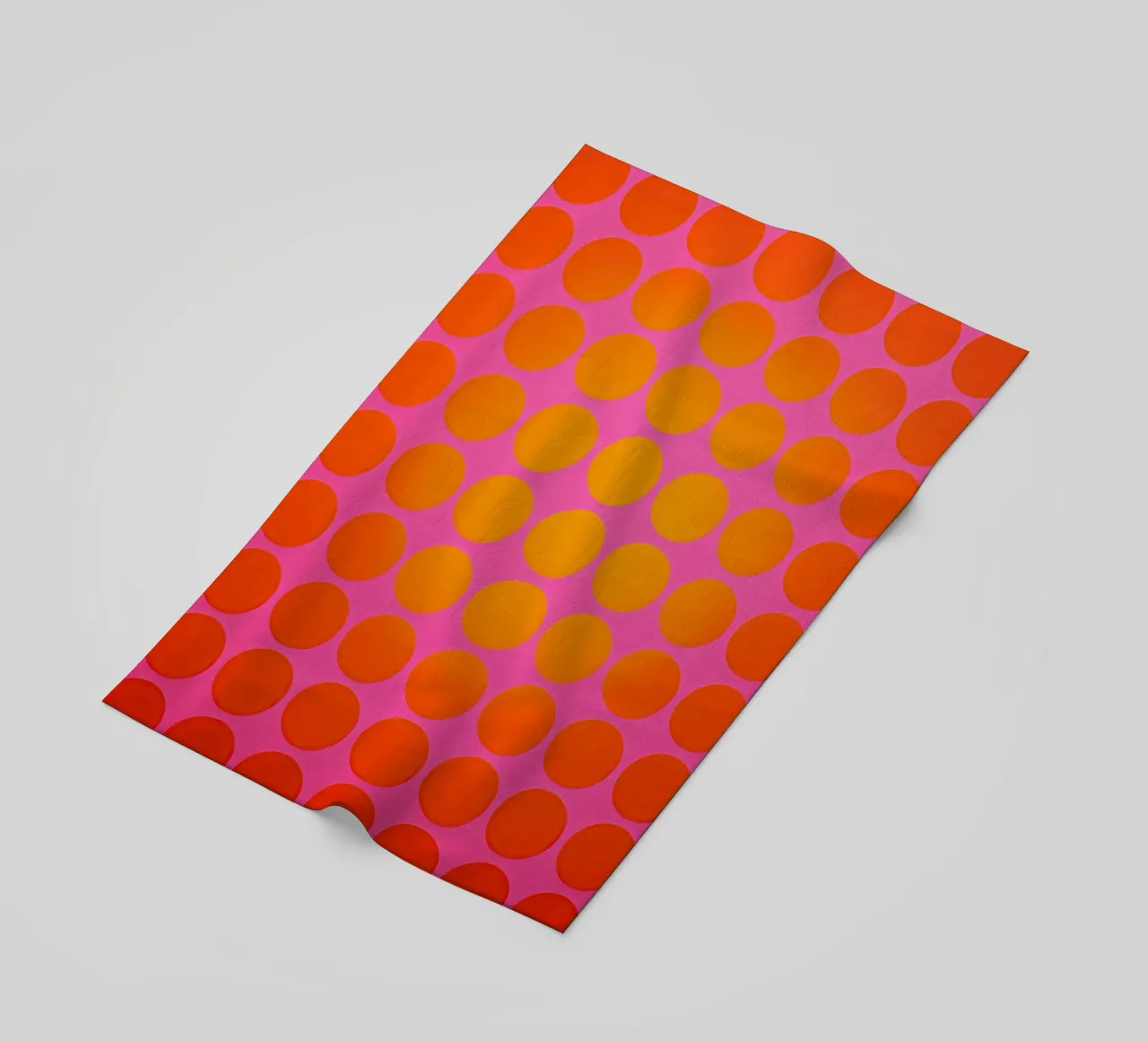 Abstract red and yellow circles on pink | Energy and calm beach towel by Autofocus